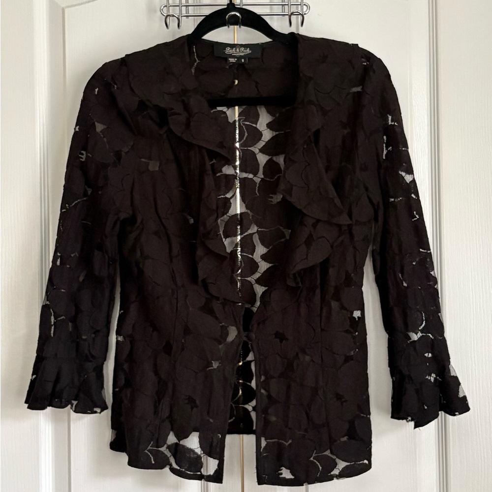 Peck & Peck Original, Elegant Black Lace Women's Cardigan, size 8